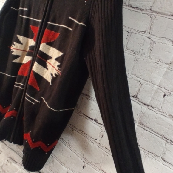 Chaps Womens Aztec Print Black Full Zip Sweater Jacket XL - Picture 10 of 15